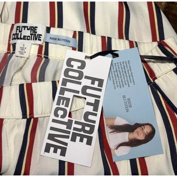 Women's Straight Leg Striped Pant Future Collective Reese Blutstein Size Small - Picture 5 of 9